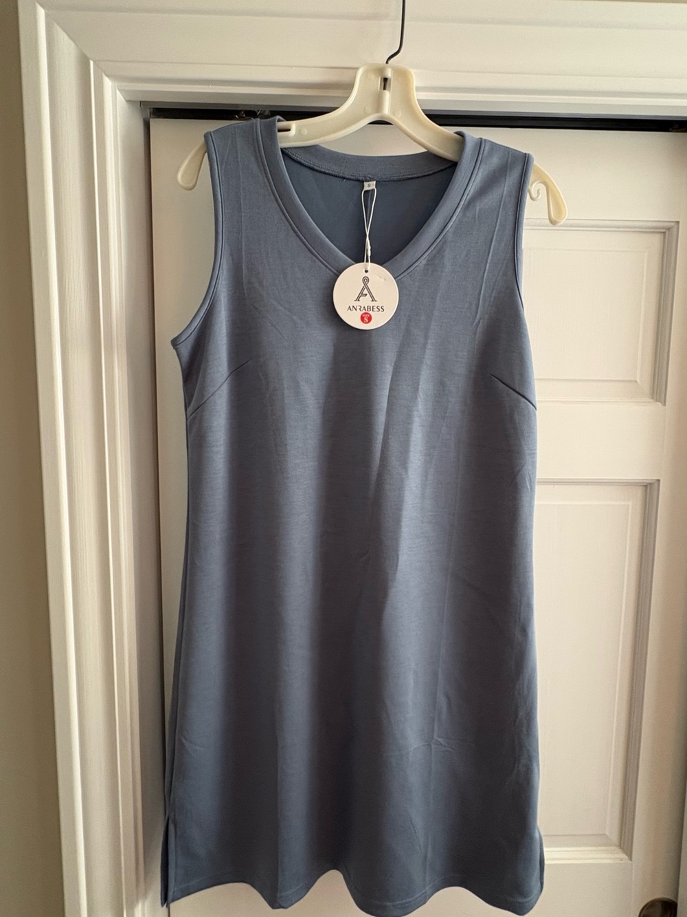 Sleeveless V-Neck Dress in Slate Blue